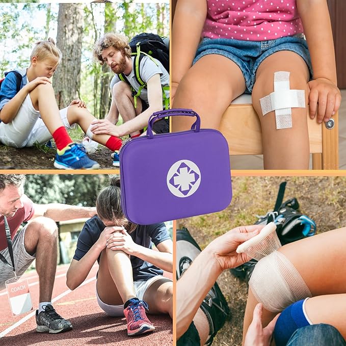 299PCS First Aid Kit Portable Purple Camping Essentials Multiple Purpose Survival Kits Plus Case Emergency Set Outdoor Backpacking Gear Suitable for Hiking School Car Home YIDERBO