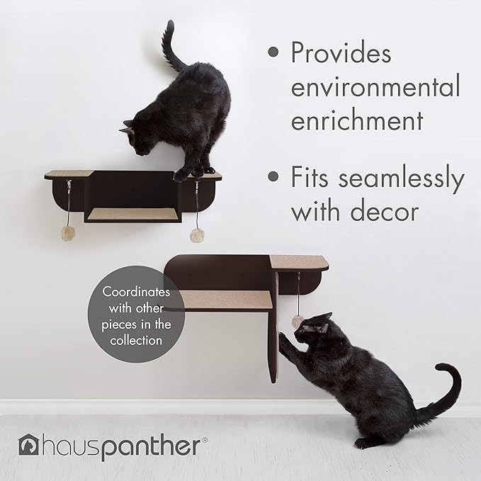 Hauspanther Step Perch - Wall-Mounted Cat Perch & Scratcher, Espresso