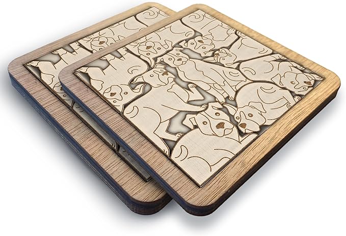 American Pit Bull Terrier Dog Wooden Puzzle Coaster - Unique Gift for Pitbull Dog Lovers, Wooden Jigsaw Drink Coaster, Decorative Pit Bull Puzzle for Coffee Tables and Home Decor