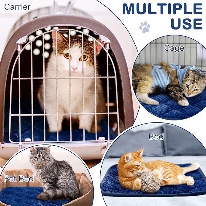 4 Pack Self Warming Cat Mat Self Heating Cat Pad Warm Thermal Pet Bed Washable Dog Crate Pad Body Heat Dog Cat Bed Mat Blanket Non Slip Bottom for Outdoor Indoor Pets