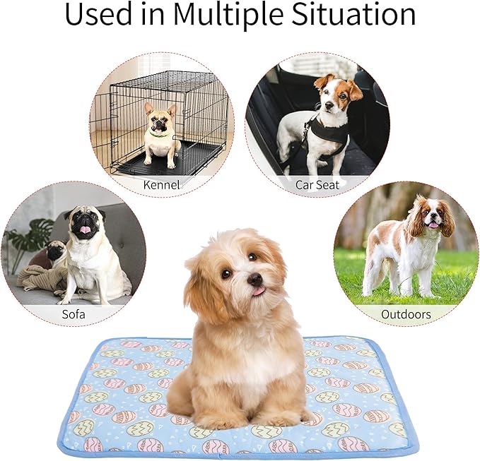 NACOCO Pet Cooling Mat Cat Dog Cushion Pad Summer Cool Down Comfortable Soft for Pets and Adults (L, Blue)