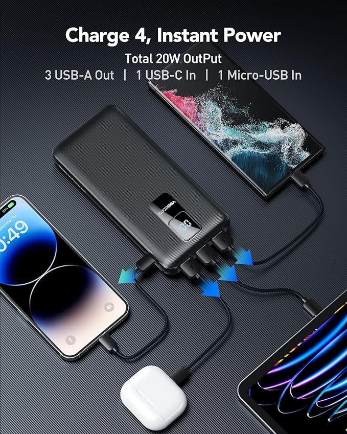 30000mAh Portable Charger LED Display Power Bank Fast Charging QC 3.0& PD External Battery Pack USB C Cell Phone Charger Compatible with iPhone 16/15/14/13 Pro Series Steam Samsung Galaxy iPad Tablet