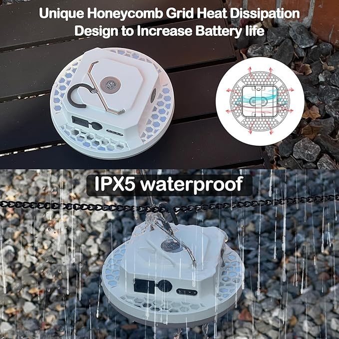 10000mAh Rechargeable Hanging Tent Light with Magnet, Portable 30W 4000LM LED 3 Color Lighting Modes Camping Lantern, Power Bank, IPX5 Waterproof LED Flashlight for Emergency & Gift