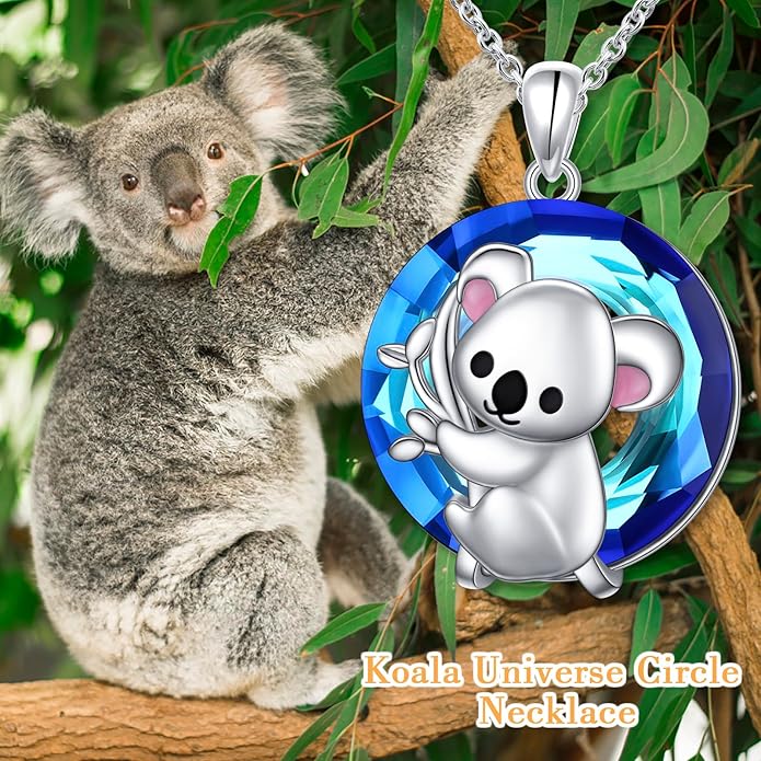 925 Sterling Silver Animal Necklaces Lion/Honeybee/MaMa Bear/Koalas Necklace Adjustable Chain Animal-Lover Pendant CZ/Moonstone Jewelry For Women Men