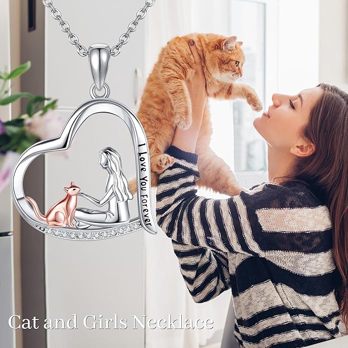 Animal and Human Necklace Sterling Silver 925 Cute Animal Necklaces Jewelry Gift For Women