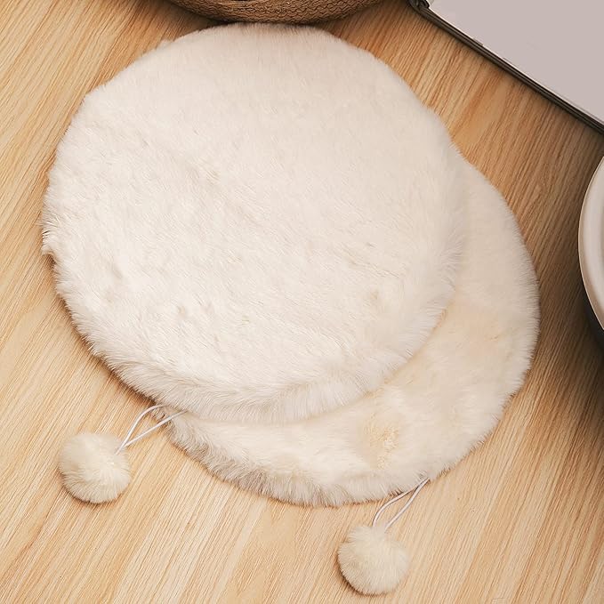 SHENGOCASE 2-Pack 11.8" Round Faux Rabbit Fur Cat Dog Bed Cushion Pad Mat, Cat Tree Tower Replacement Cushion Pad, Pad for Window Perch, Cat Dog Carrier House Cage Crate Kennel Furniture