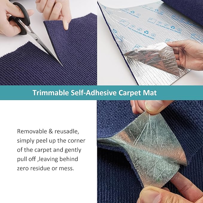 Cat Scratch Furniture Protector，78.7"x15.8"Cat Scratching Mat,Trimmable Self-Adhesive Cat Couch Protector,cat Wall Scratcher,Pad Replacement for Cat Tree Shelves and Post(Navy Blue)