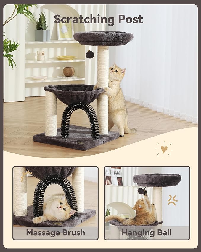 HOOPET Cat Tree Tower for Indoor Cats,27.8 Inches Multi-Level Cat Tree with Scratching Posts Plush Basket & Perch for Play Rest, Cat Activity Tree with Dangling Ball for Kittens/Small Cats…