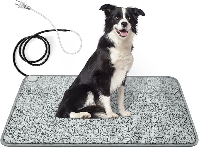 Large Dog Heating Pad, Pet Heated Pad Puppy Heating Pad for Whelping Box, Pet House Heat Pad, Waterproof Dog Heating Pad with Chew Resistant Steel Cord (Letter,34x21 in)