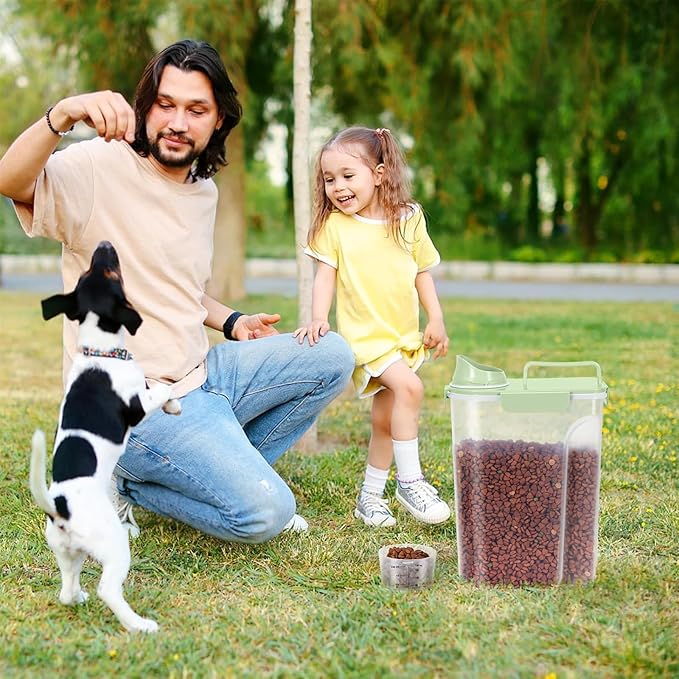5-7Lbs Dog Food Storage Container with Upgraded Large Nozzle BPA-free, 4 Snap Seals Plastic Pet Food Storage Container with Handles are Easy to Clean and Carry