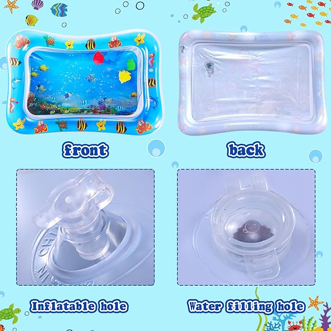 Upgraded Cat Water Sensory Mat with Patches Set - Thickened Water Playmat for Cats, Patches, Clipper, Fun Summer Toy for Bored Indoor Cat Self Play Rest Feel Cool Comfort (Rectangle)