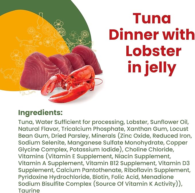 Almo Nature HQS La Cucina Tuna with Lobster in Jelly, Grain Free, Additive Free, Adult Cat Wet Food, Shredded, Pouches, 24 x 55g/1,94 oz