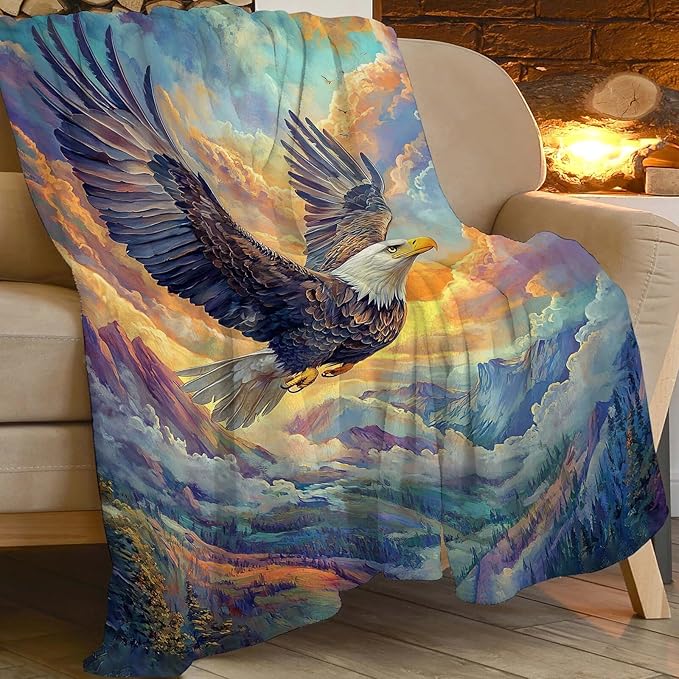 Bald Eagle Throw Blanket Eagle Gifts for Kids Girls Boys Adults Women Men Soft Cozy Warm Plush Fluffy Fuzzy Fleece Blanket Decor 40''X50''