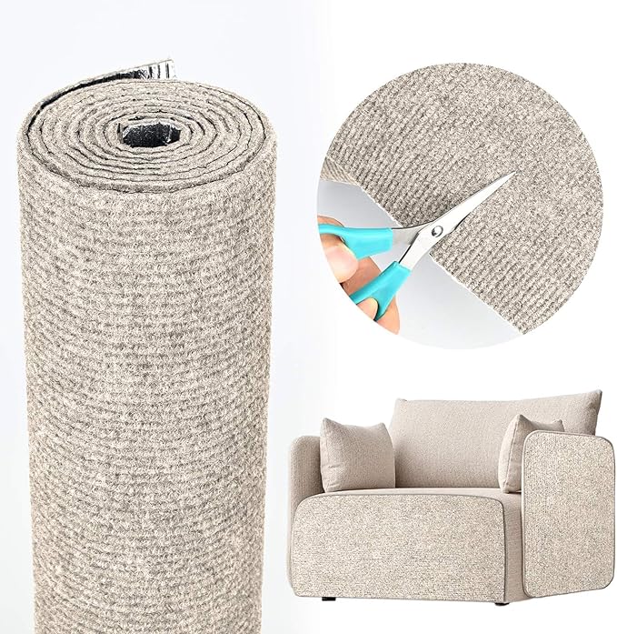 Cat Scratching Mat 78.7"x15.8" Self-Adhesive Cat Furniture Protector, Climbing Cat Scratch Pad for Cat Tree, Sofa, Wall, and Furniture DIY Protection(Cream White)