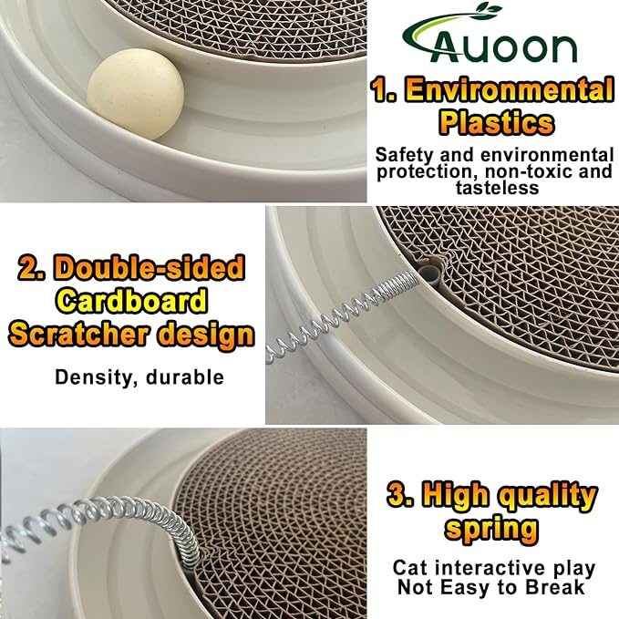 AUOON Cat Scratcher Toy, Cat Toy, Scratch pad,Scratching Toy,Post Pad Interactive Training Exercise Mouse Play Toy with Ball (Milk Shake)