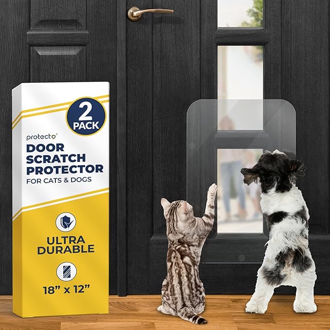 PROTECTO 2 Pack Door Protector from Dog Scratching, Cat Dog Scratch Door Protector, 18x12 Dog Door Scratch Protector for Indoors Outdoors, Easy Installation on Window Wall, Glass Door, Screen Door