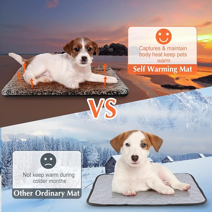 4 Pack Self Warming Cat Pads Self Heating Cat Mat Thermal Pads for Small Dogs Washable Kennel Pad Mat with Removable Covers for Indoor Outdoor Pet