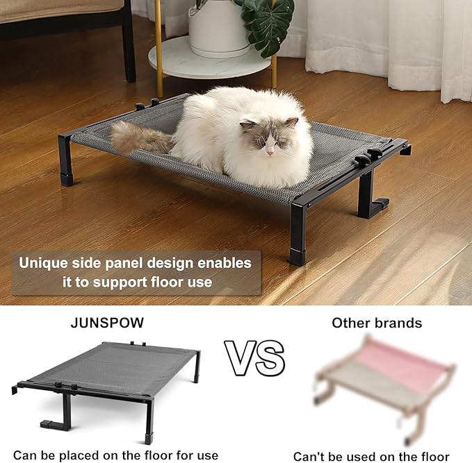 Cat Window Perch Cat Hammock for Large Cats Free-Standing Cat Sleeping Bed Sturdy Adjustable Easy Assemble Metal Cat Shelves for Windowsill, Floor, Bedside, Cabinet Holds Up to 45 lbs