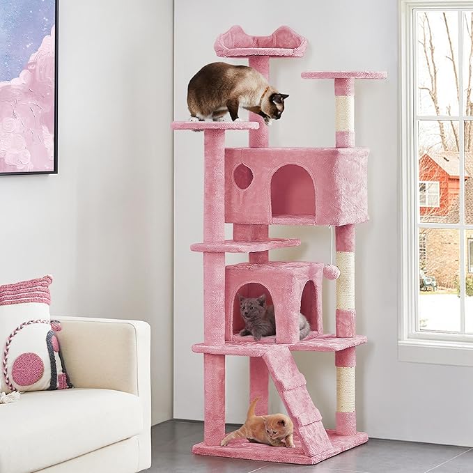 Yaheetech Multi-Level Cat Tree Stand House Furniture with Condos, Scratching Posts