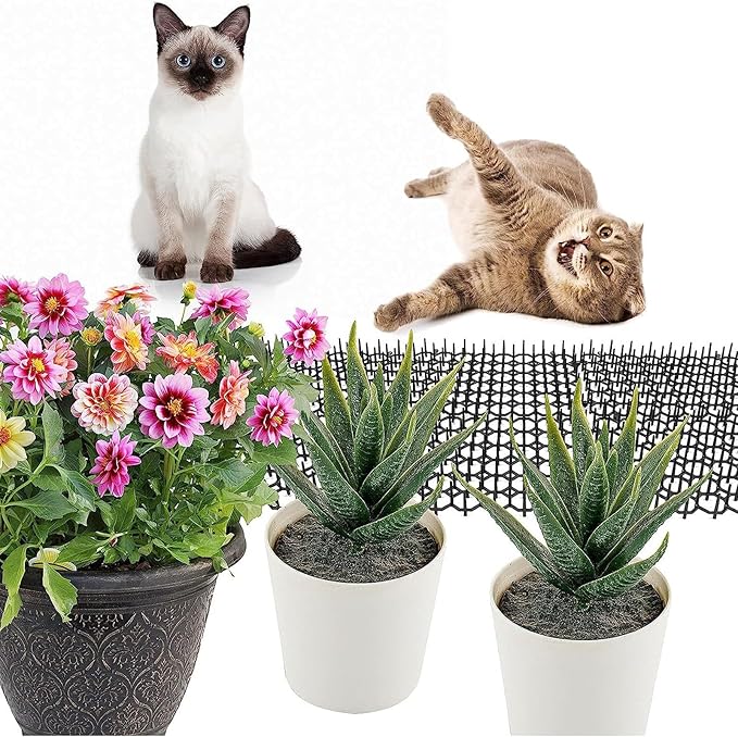 Tnfeeon 12Pcs Cat Deterrent Mat Prickle Strips Network Digging Stopper Anti Cat Dog Network Indoor Outdoor Training Plastic Spike Mat for Keeping Away Cats Dogs Protecting Plants