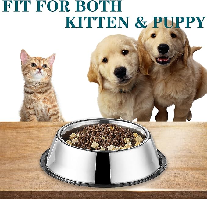 3Packs Cat-Bowls Cat Food Bowl - 4.5 Inch Non-Slip Stainless Steel Small Cat Wet Food Bowl 7 Oz Pet Feeding Bowl Whisker Fatigue Relief Cat Water Bowl for Kitten Puppy Small Dog