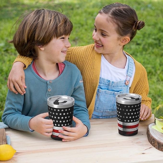 12 OZ Insulated Tumbler Mug with Lid Straw, American Flag Double Wall Vacuum Insulated Travel Coffee Cup for Hot and Cold Drinks