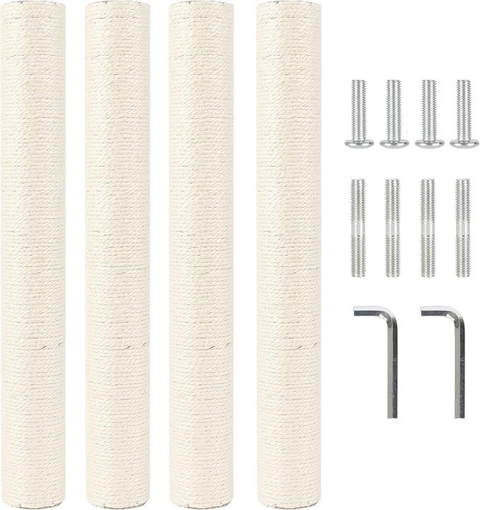 4 Pcs 2.9in 7.4cm Diameter Scratching Post Replacement Sisal Pole for Cat Tree (M10, 21.7in/55cm)