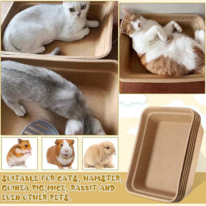12 Pieces Disposable Litter Boxes for Cats Degradable Paper Cat Litter Tray Waterproof Portable 2 in 1 Kitten Litter Box for Cat, Small Animals, for Home Car Travel Pet Shop, 16.7 x 12.8 x 4.1 Inch