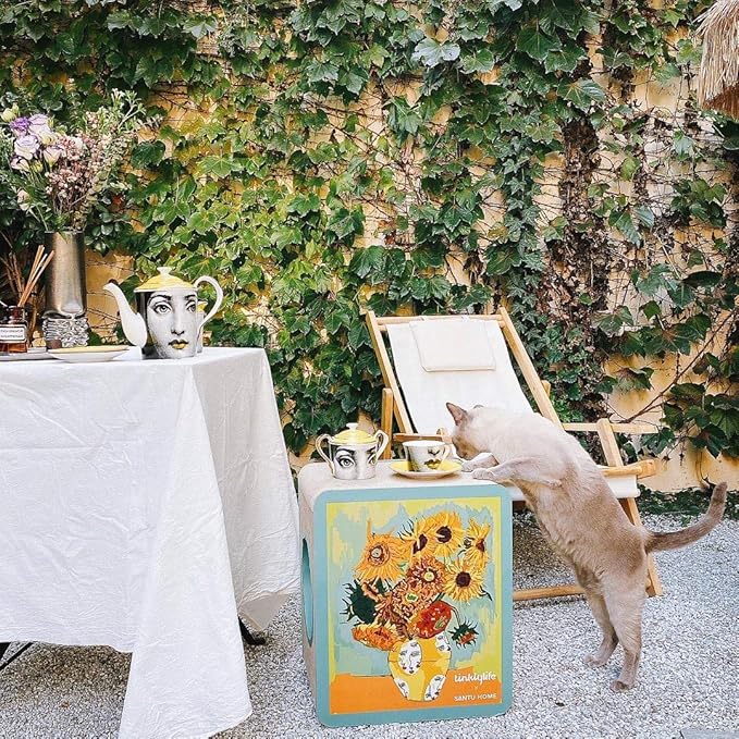 Cat Condo Scratcher Cardboard, Sunflowers Shape Adaptation Spoof Version Cat Scratching House Bed Furniture Protector, Green Colour