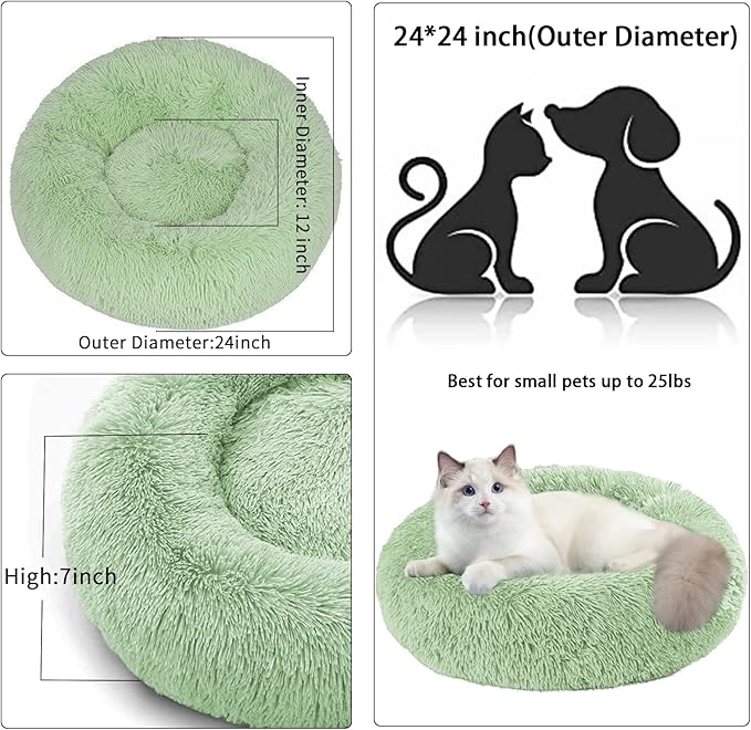 Nisrada Cat Beds for Indoor Cats,24 Inch Dog Bed for Small Melium Large Dogs, Washable-Round Pet Bed for Puppy and Kitten with Slip-Resistant Bottom