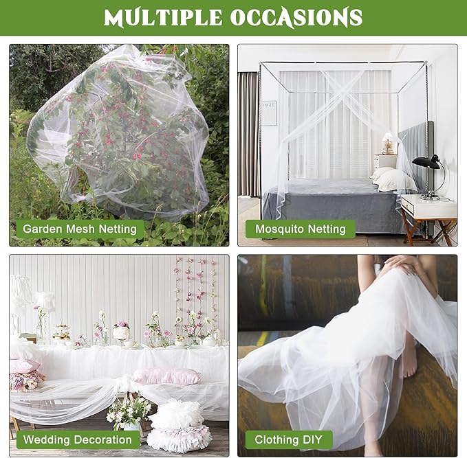 39 x 10 Ft Mosquito Netting for Patio, White Mosquito Net for Garden Protection Patio Screen Mesh Bird Insect Netting, Vegetables Fruits Garden Mesh Cover Pest Barrier from Birds Cicada Bugs