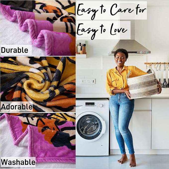 2025 Best Gift Cat Original Designer Throw Blanket, Warm Soft Cute Cat Lover Gifts for Women, Cat Mom Gifts for Cat Lovers, Funny Cat Themed Gifts Blanket for Kids, Birthday Christmas, Purple