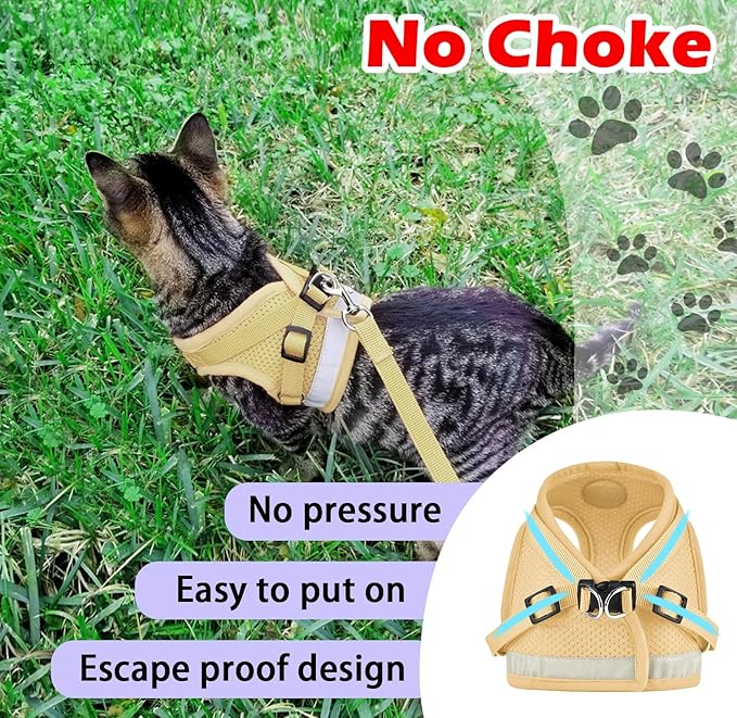 Cat Harnesses and Puppy Harness with Leashes Set, Escape Proof Cat Harness, Adjustable Reflective Soft Mesh Vest Fit Puppy Kitten Rabbit Ferrets's Outdoor Harness