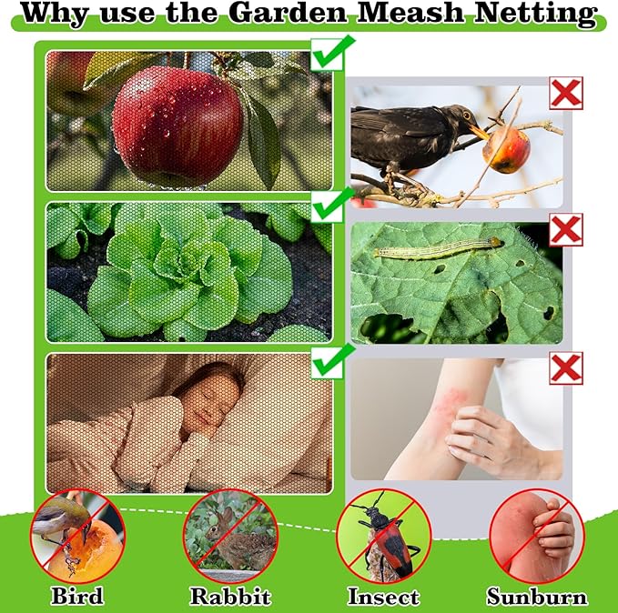 78x10Ft Mosquito Netting Garden Mesh Netting, Fly Bird Net Barrier Hunting Blind Plant Protecting Net, 3x24m,Black