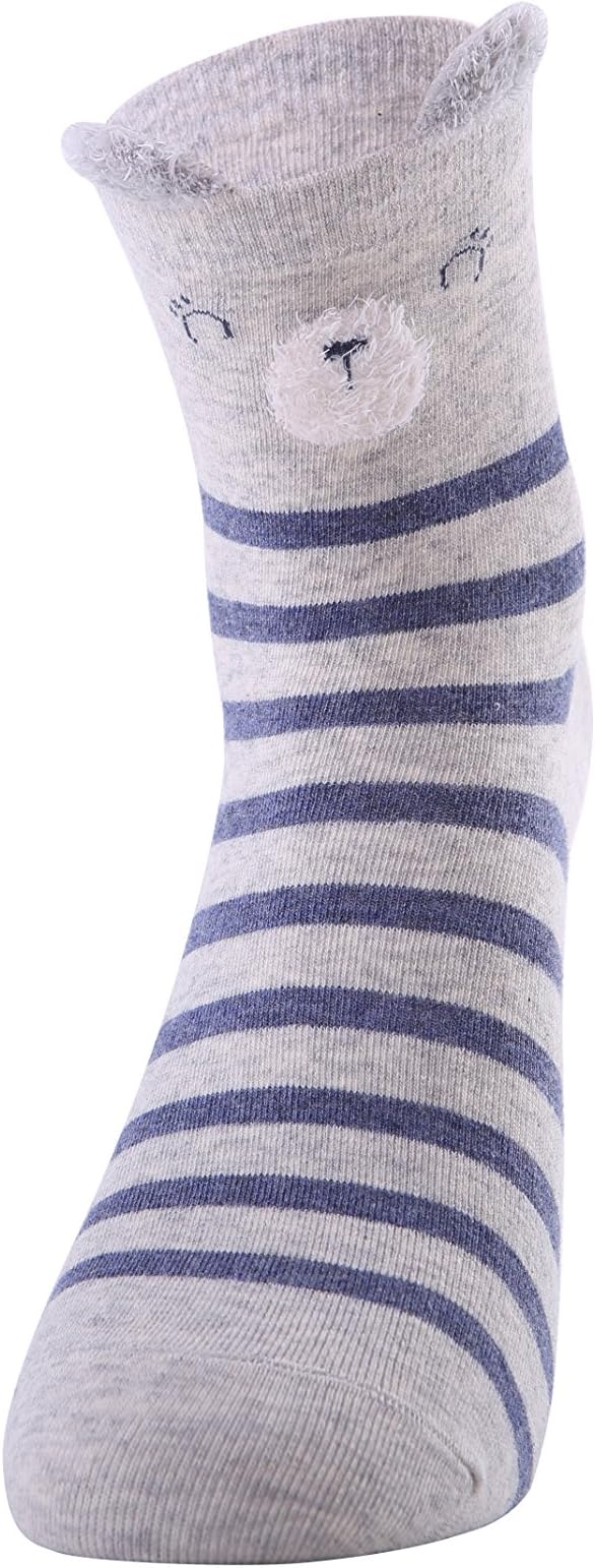 4 Pairs Soft Comfortable Novelty Cartoon Aminal Crew Pattern Cotton Socks