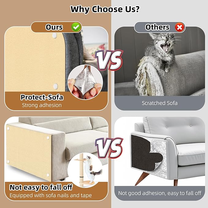 Couch Protector from Cat Claws 78.7"x15.8" Cat Scratching Mat Set, Cat Scratch Furniture Protector, Cat Scratching Post Scratch Pad Cover Replacement for Cat Tree Shelf Steps Couch Corner Wall