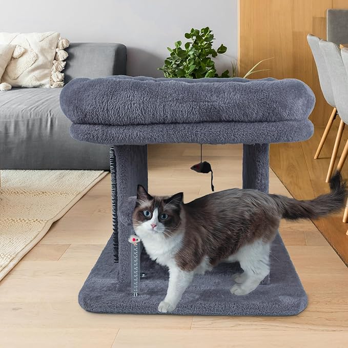 Large Cat Bed with Scratching Post and Combing Board, Sturdy and Durable, Ideal for Small Breeds