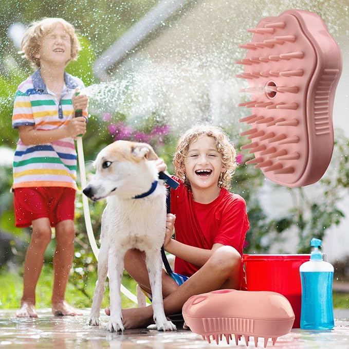 3in1 Cat Steam Brush,Multifunctional Rechargeable Cute Steamy Pet Brush for Short Or Long Hair Cats/Dogs To Massage/Clean/Eliminate Flying&Tangled Hair With USB Cable-Pink Cat Paw