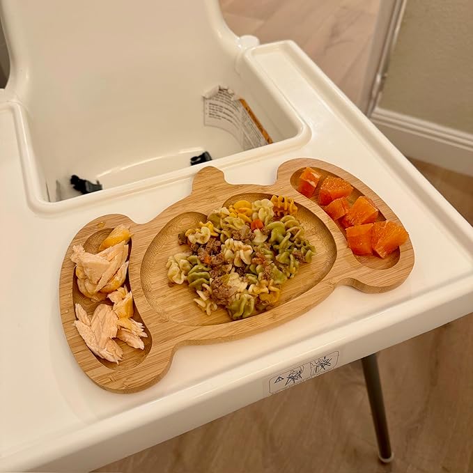 4914, Bamboo Food Plate for Snacks Appetizer Fruit Vegetable | Children Meal Plate | Picnic Kitchen Party | Divided Two Compartment Plate, Elephant Face Shaped, 11.5"x7.5", 1 Pack