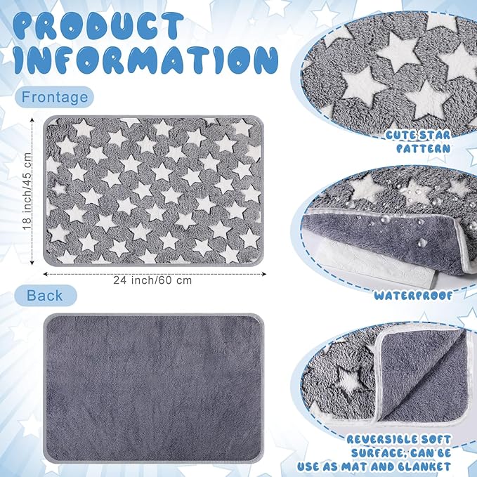 2 Pcs Self Warming Cat Bed Cute Dog Cat Thermal Mat Self Warming Star Cat Mat Pet Heating Pad Cat Blanket for Indoor Outdoor Washable(Large Star,24 x 18)