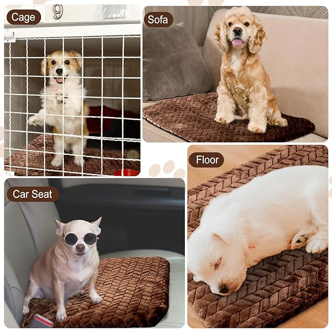 4 Pack Self Heating Cat Pad Self Warming Cat Mat Non Slip Warm Dog Bed Pad Mat Washable Pet Kennel Pad Crate Bed Mat Removable Cover Cat Blanket for Indoor Outdoor(Dark Coffee,16 x 20 Inch)