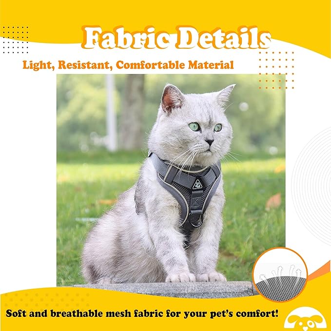 PetnBeyond Kitten Harness and Leash Set - Secure, Comfortable Control with Breathable Mesh Jacket - Adjustable Vest for Safe Walks with Reflective Strips - Kitty Escape Proof Kit (Medium, Pink)