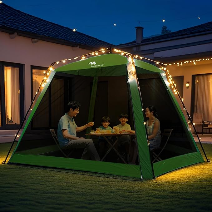 8.2'x8.2' Pop Up Canopy, 2025 Upgraded Outdoor Screen House Tent, Portable Folding Instant Camping Canopy, Easy Set-up Canopy -Olive Green