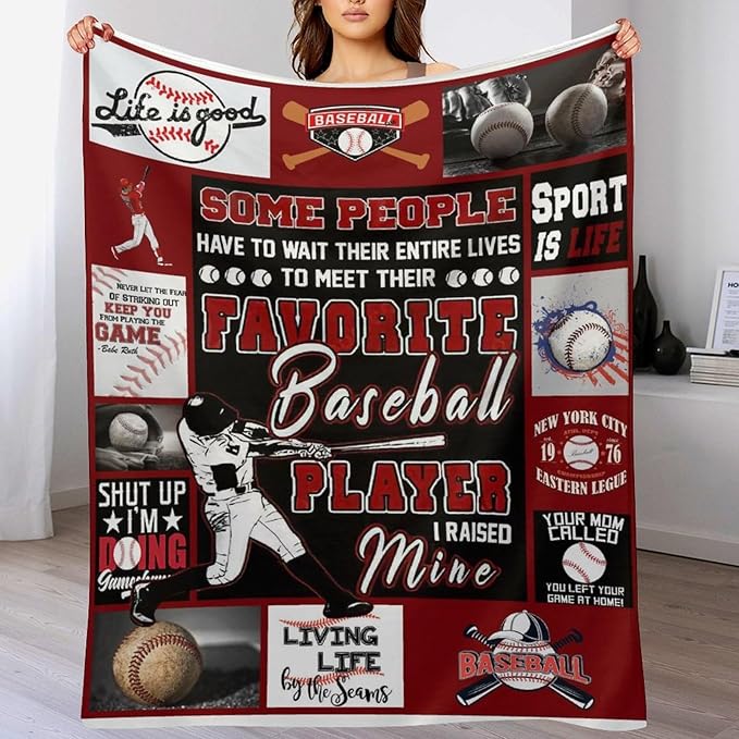 Baseball Blanket Sport Baseball Gifts for Girls Boys Woman Kids Baseball Lover Throw Blankets Soft Blanket Warm Fleece Flannel Plush Blankets for Bed Sofa Couch 40"x50"