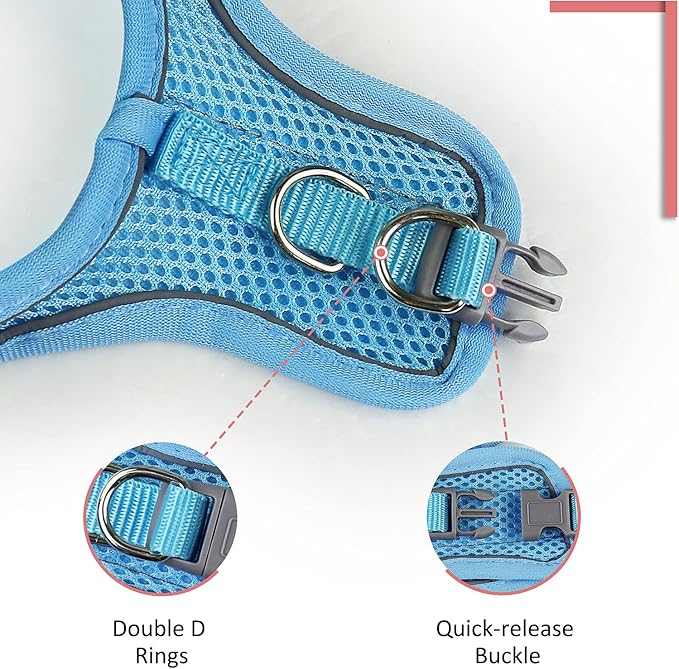Cat Harness and Leash- Reflective Mesh Cat Vest for Walking Outdoor- Escape Proof Kitten Puppy Vest Harness -Comfort Fit, Lightweight, Easy Control (XXS, Blue),XX-Small