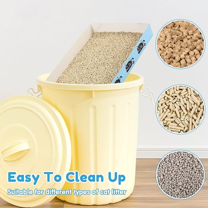 30 Pack Disposable Cat Litter Box Foldable Paper Kitty Tray 13.8x10x2 in Small Lightweight Cardboard Box Water Proof for Indoor Low Entry Easy Disposal Non Clumping Nice Absorption Portable (Blue)