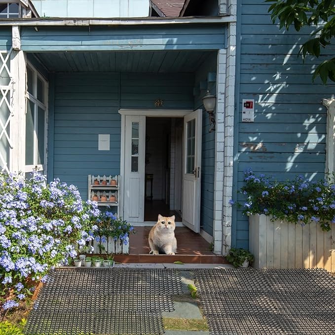 SENENQU 10 PCS Cat Scat Mat with Spikes 16 x 13 in Cat Deterrent Outdoor & Indoor Scat Mats for Cats and Dogs, Cat Spikes for Garden Fence Indoor Furniture Cat Anti- Scratch Mat with 8 Staples