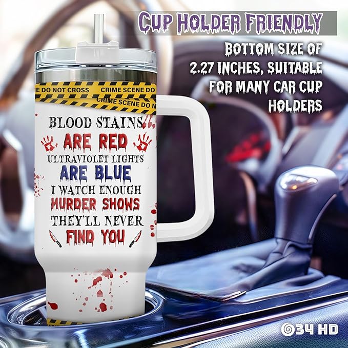 34HD Horror Cat Tumbler with Lid & Straw, 40oz Stainless Steel Vacuum Insulated Coffee Mug with Kitty, Horror Movie Cup, Black Cat Gifts for Women Birthday Halloween Christmas Mothers Day