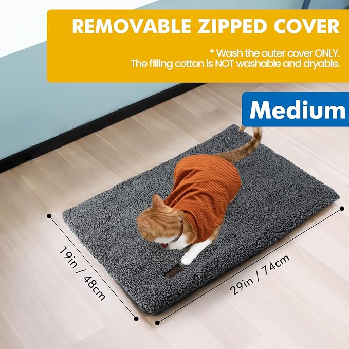 Self Warming Cat Bed Self Heating Cat Dog Mat 29.1 x 18.9 inch Extra Warm Thermal Pet Pad for Indoor Outdoor Pets with Removable Cover Non-Slip Bottom Washable