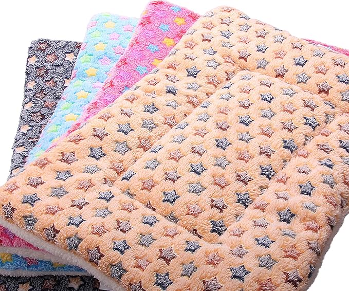 FJWYSANGU Fluffy Pet Cat Blanket Soft Coral Velvet Pet Puppy Cushion Mat Warm Cover Soft Pad Mat Pink S